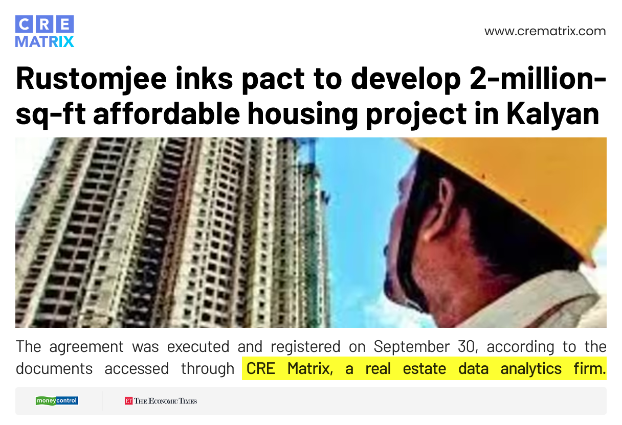 Rustomjee Arm Signs Pact to Develop 12-Acre Land Parcel in Thane