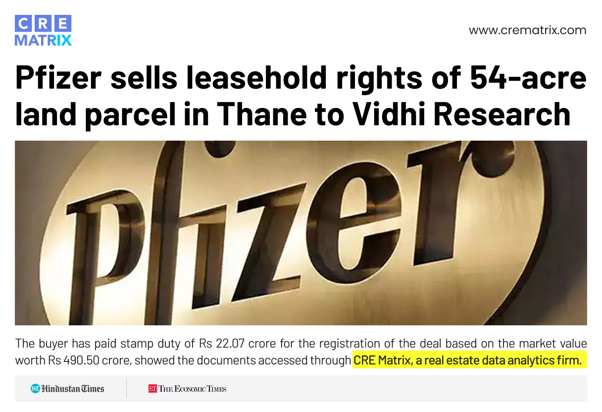 Pfizer Navi Mumbai Plant Deal Reaches ₹178 Crore
