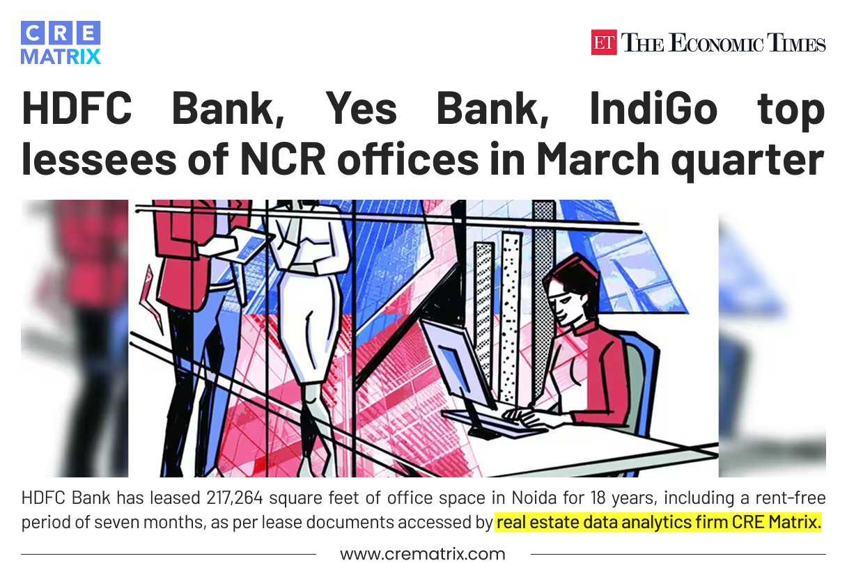 HDFC Bank, Yes Bank, IndiGo: Top Lessees of NCR Offices in the March Quarter