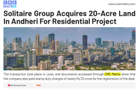 Solitaire Group Subsidiary Acquires 20 Acres in Mumbai for ₹550 Crore