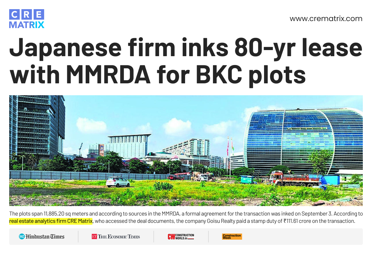 Sumitomo BKC land lease Deal Crosses ₹2,067 Crore