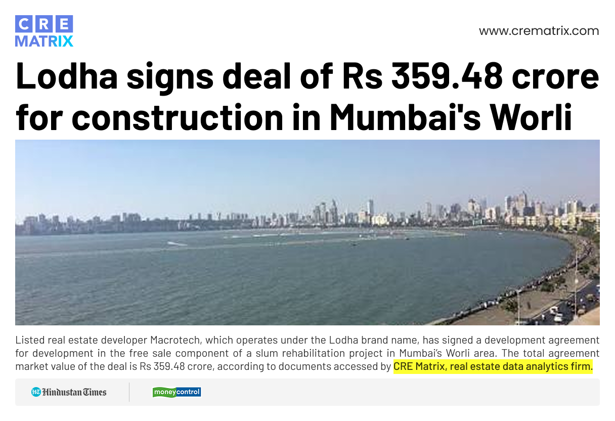 Lodha Group Inks JDA for Luxury Project on Worli Promenade