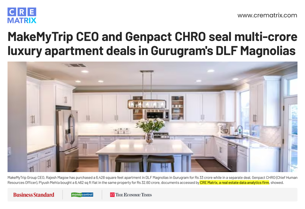 MakeMyTrip CEO and Genpact Executive Buy Luxury Apartments in Gurugram for ₹33 Crore Each