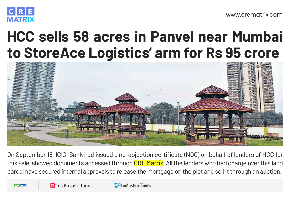 HCC sells a land parcel near Mumbai for Rs 95 crore