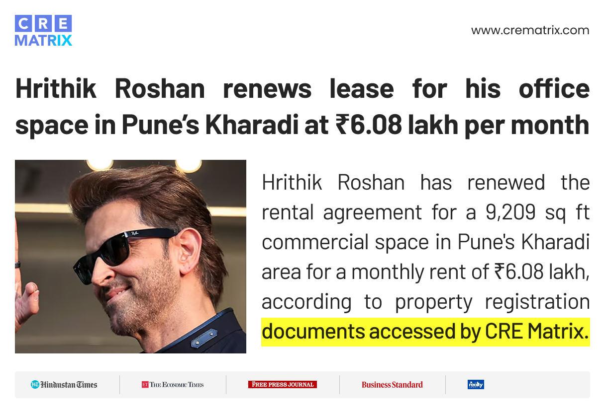 Hrithik Roshan Leases Out Office Space in Pune’s Kharadi