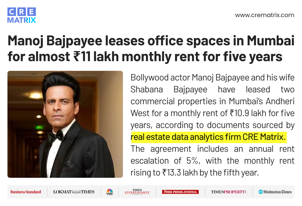 Manoj Bajpyee leases office space
