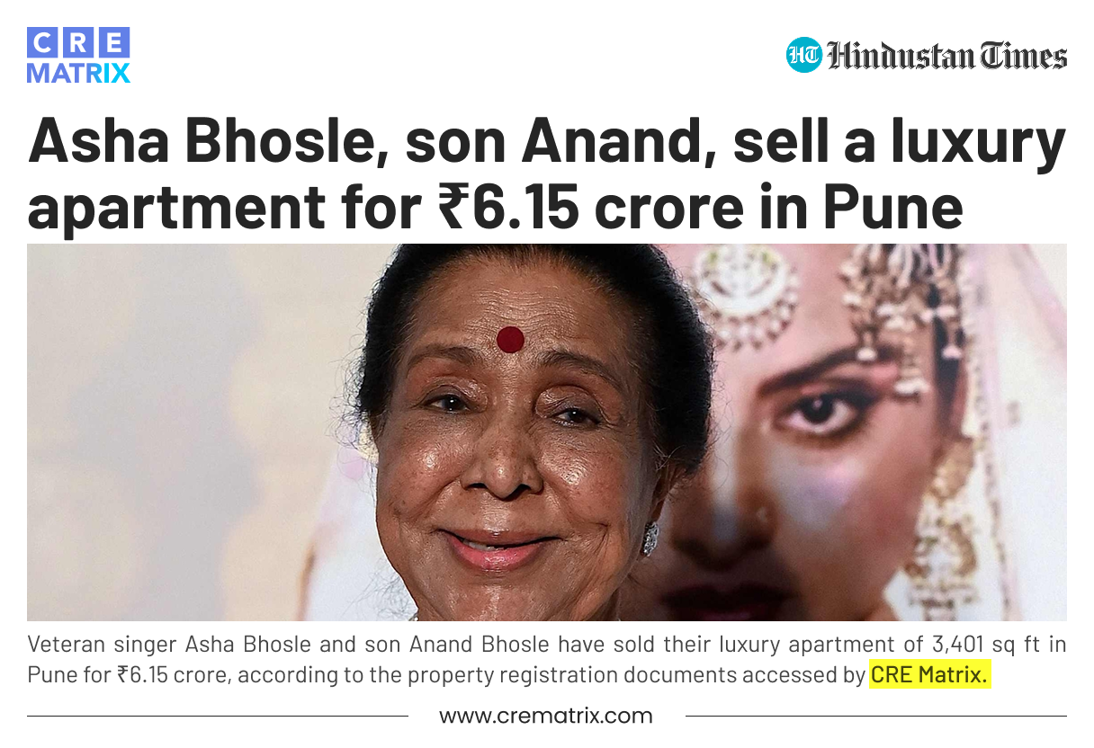 Asha Bhosle Sells Luxury Apartment in Pune’s Panchshil One North for ₹6.15 Crore