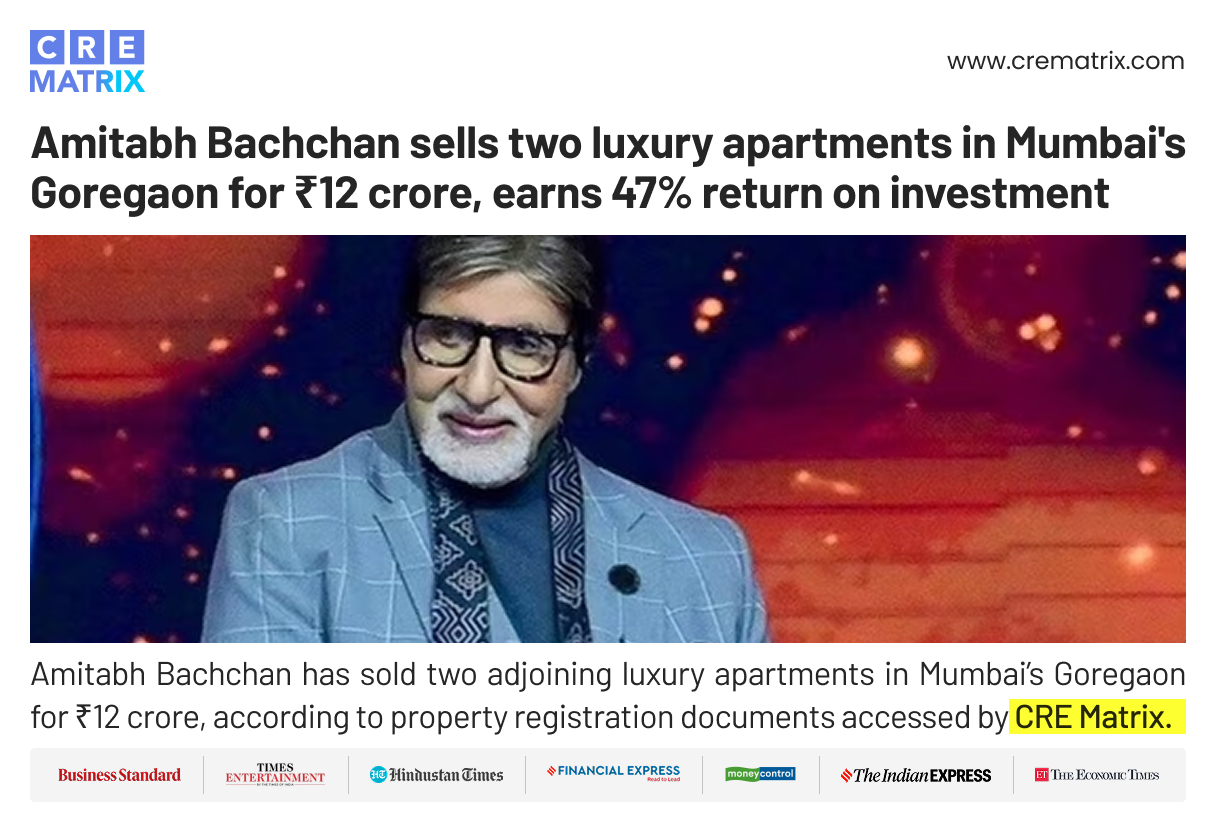 Amitabh Bachchan Sells Two Oberoi Exquisite Apartments in Goregaon