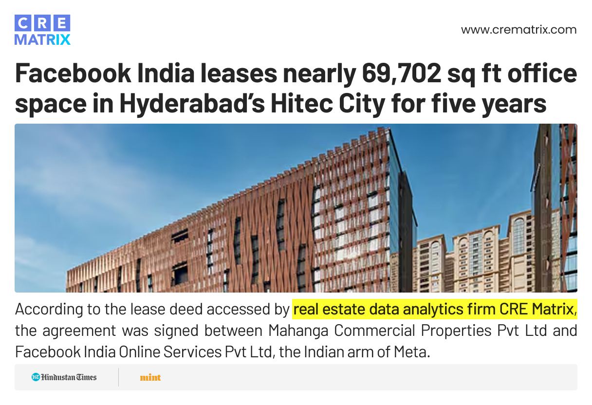 Facebook India office lease in Hyderabad