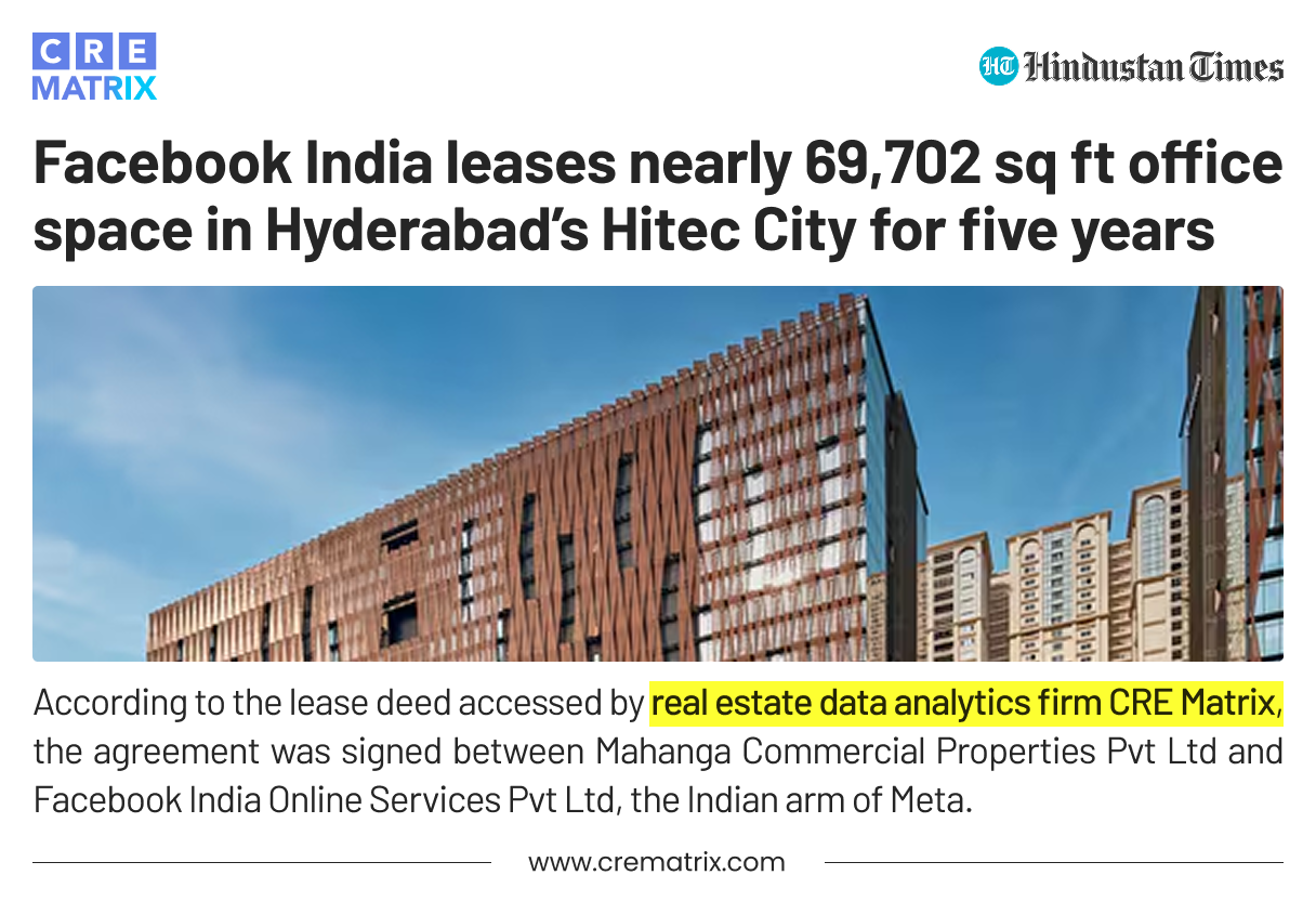 Facebook India office lease in Hyderabad