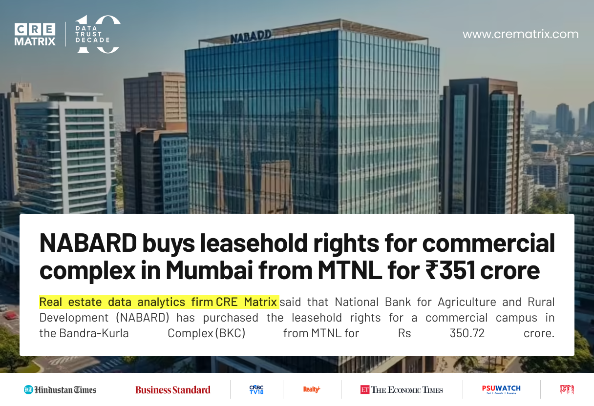 NABARD Acquires MTNL’s BKC Campus Leasehold Rights in Rs 351 Crore Deal
