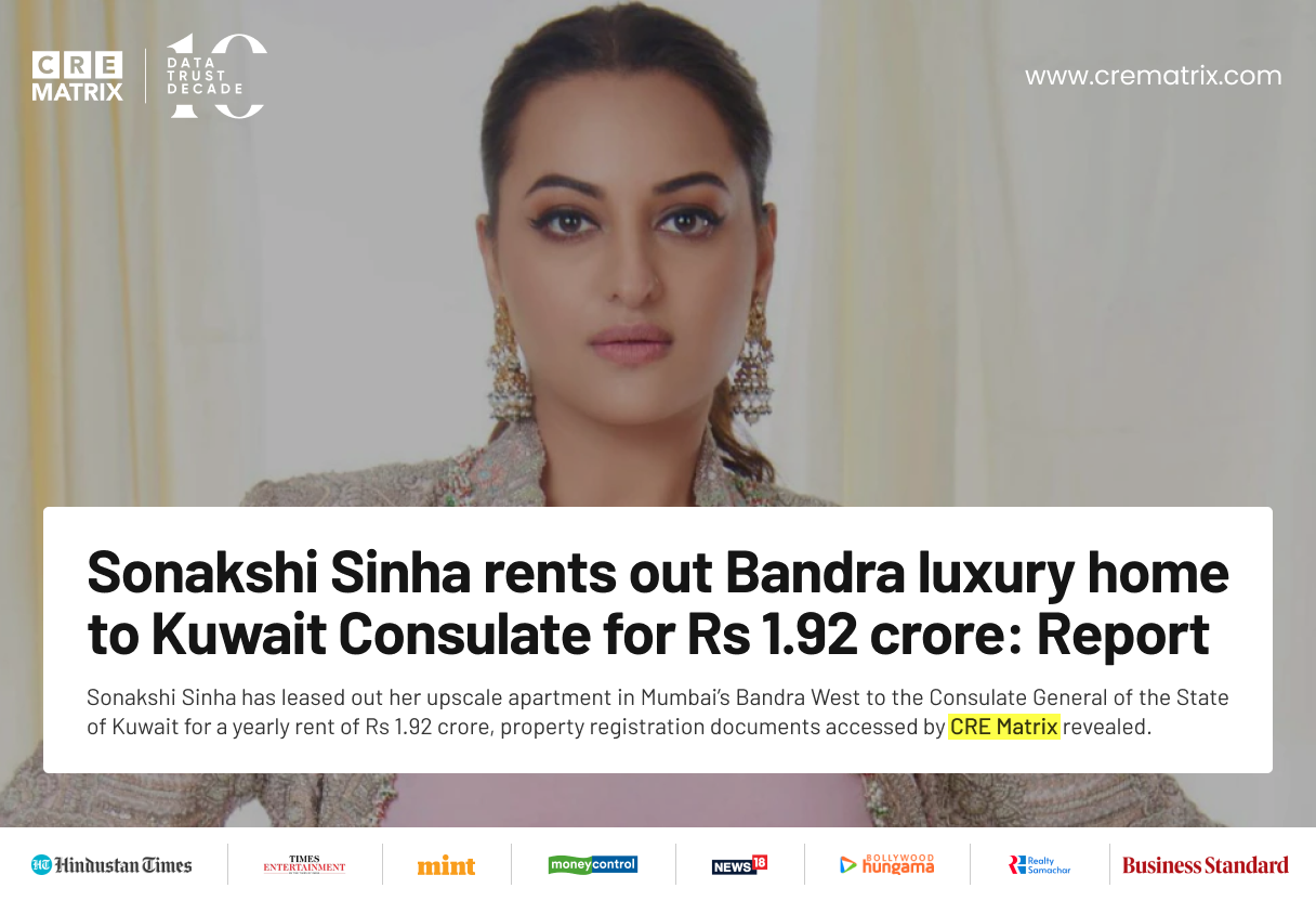 Sonakshi Sinha Leases Luxury Bandra Apartment to Kuwait Consul General for ₹16 Lakh Per Month