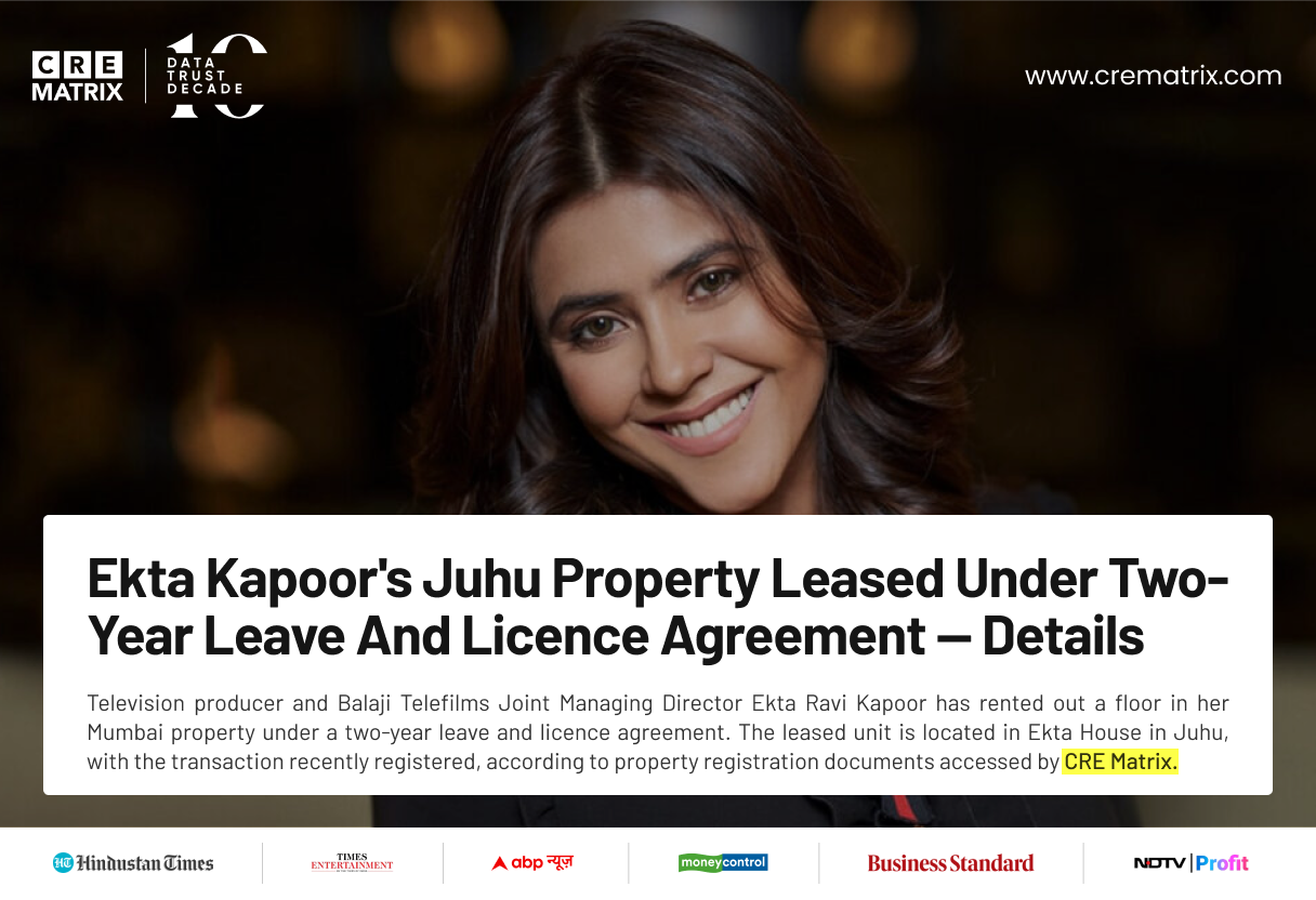 Ekta Kapoor Leases Out Juhu Apartment for Rs 36 Lakh in Two-Year Deal