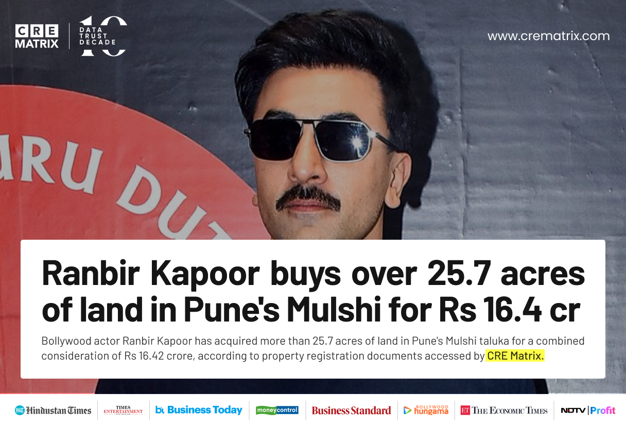 Ranbir Kapoor Buys 25.7 Acres in Pune’s Mulshi for ₹16.42 Crore