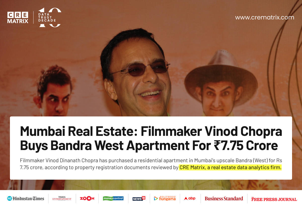 Vidhu Vinod Chopra Buys Bandra Apartment for ₹7.75 Crore