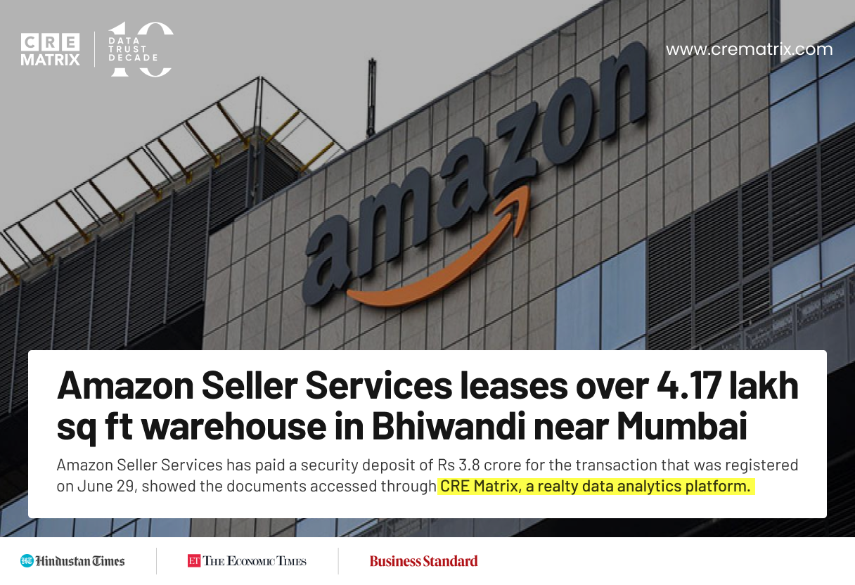 Amazon Seller Services Leases 4.17 Lakh Sq Ft Warehouse in Bhiwandi for ₹162 Crore