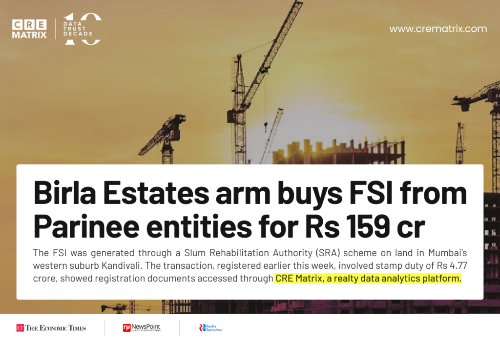 Birla Estates Acquires FSI Worth ₹159 Crore from Parinee Entities