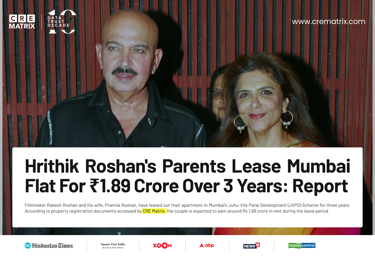 Rakesh Roshan and Pramila Roshan Lease Mumbai’s JVPD Flat for ₹1.89 Crore
