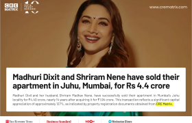 Madhuri Dixit Sells Juhu Apartment for ₹4.4 Crore, More Than Twice the Purchase Price