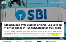 SBI Acquires 1.84 Lakh Sq Ft Building on Leasehold Land in Kharadi for ₹414 Crore