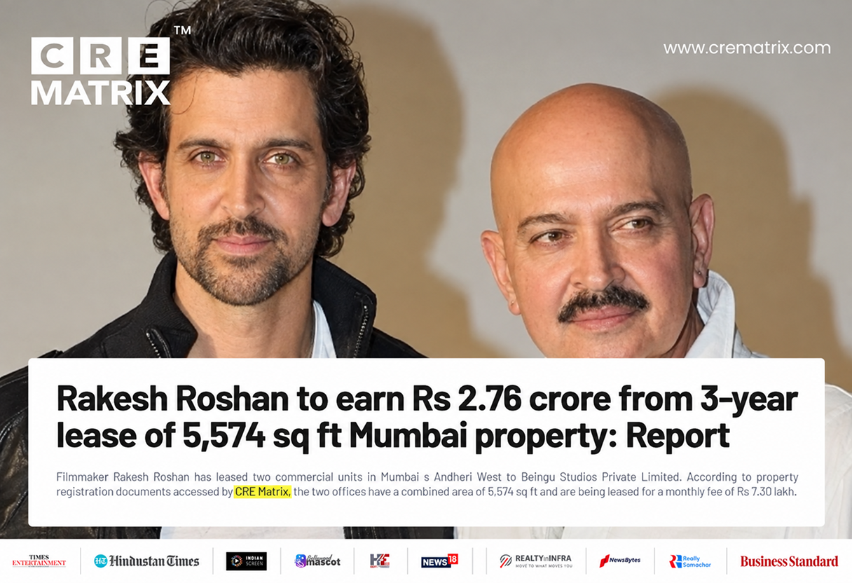 Rakesh Roshan Leases 5,574 Sq ft of Andheri Office to BeingU Studios for ₹7.3 Lakh a Month