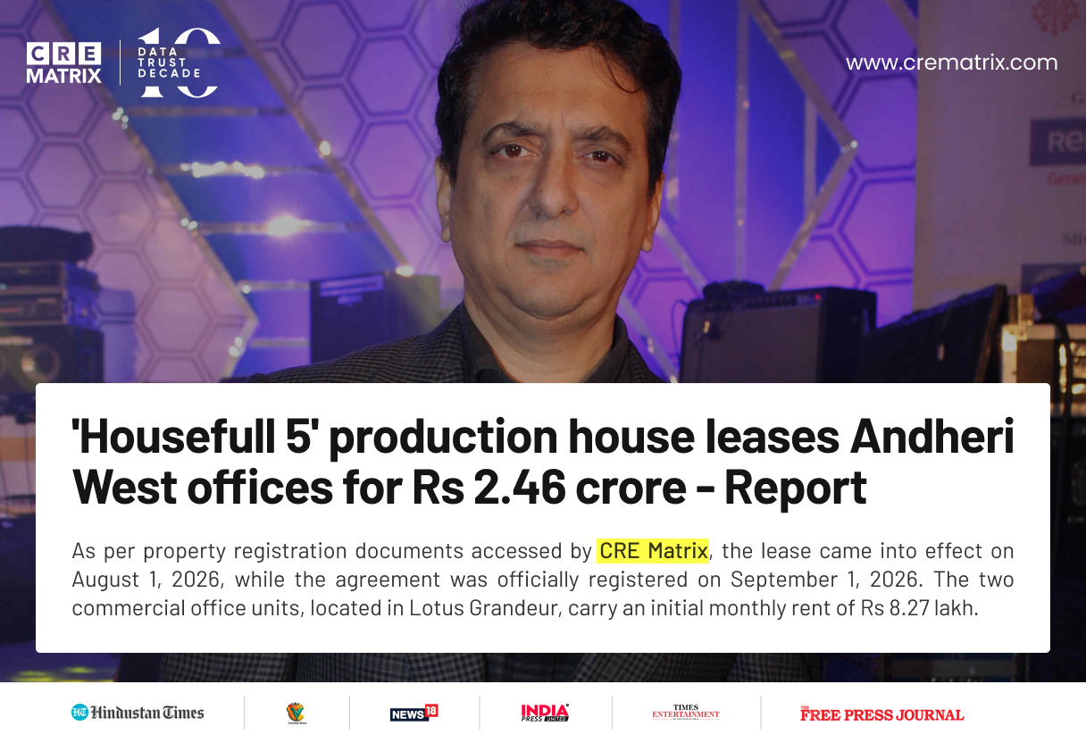 Sajid Nadiadwala’s Production House Leases Andheri Office for ₹2.46 Crore