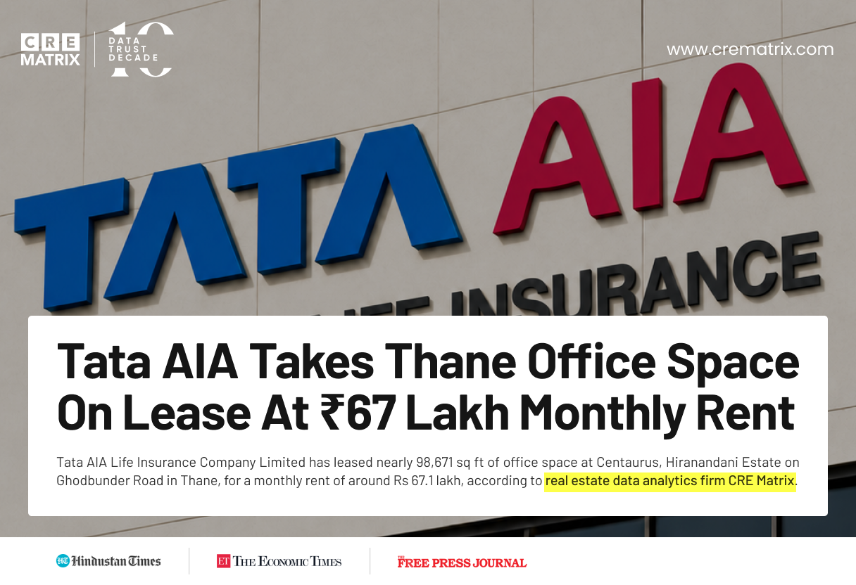 Tata AIA Leases 98,000 Sq Ft Office Space in Thane for ₹91 Crore